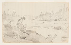 Män som fiskar med spö och nät av Winslow Homer