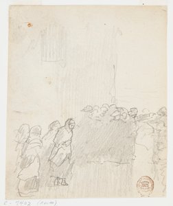 Män och kvinnor som tittar ut mot havet, Cullercoats, England av Winslow Homer