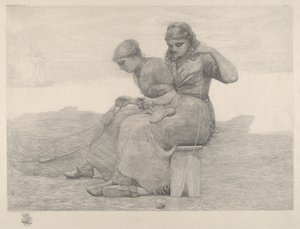 Att laga nät av Winslow Homer