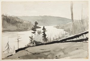Mountain River eller Lake av Winslow Homer