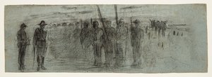 Officer och medhjälpare som inspekterar en skvadron av Winslow Homer