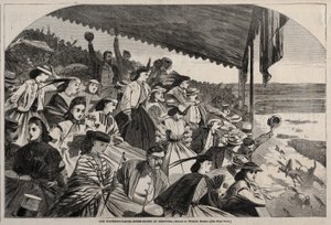 Våra vattningsställen - Hästkapplöpning i Saratoga, 1865. av Winslow Homer