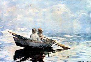 Rodd båten, 1880 (wc på papper ombord) av Winslow Homer