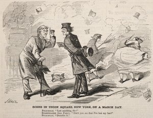 Scen vid Union Square, New York, en marsdag av Winslow Homer