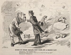 Scen på Union Square, New York, en marsdag, 1860. av Winslow Homer