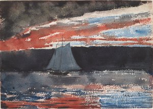 Skonare vid solnedgången av Winslow Homer