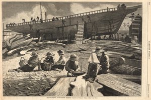 Ship-Building, Gloucester Harbor, från Harper av Winslow Homer