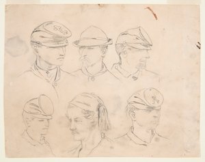 Sex studier av soldathuvuden av Winslow Homer