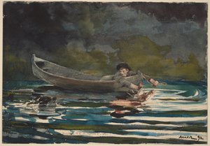 Skiss till "Jakthund och jägare" av Winslow Homer