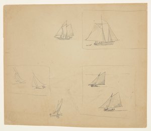 Skisser av segelbåt av Winslow Homer