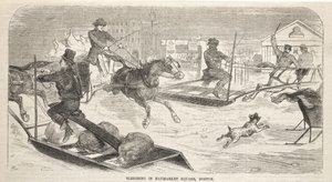Slädåkning på Haymarket Square i Boston av Winslow Homer