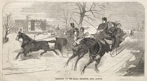 Slädåkning på vägen, Brighton, nära Boston av Winslow Homer