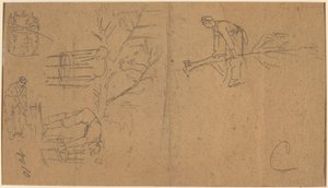 Soldater som fäller plantor och väver plantor i korgar [verso] av Winslow Homer