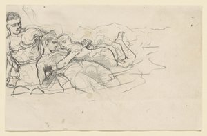 Stående man som ser mot två drunknande gestalter (studie till Underström) av Winslow Homer