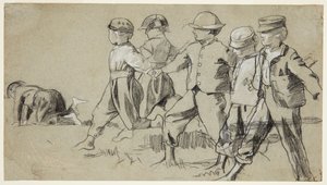 Studera för "Snap the Whip" av Winslow Homer