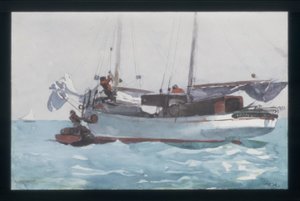 Lastning av flytande proviant (skonare märkt Newport, K. W.) av Winslow Homer