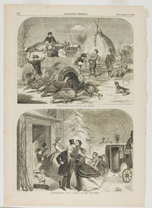 Thanksgiving Day-Ways and Means och Thanksgiving Day-Arrival at the Old Home av Winslow Homer