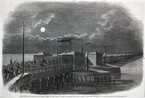 Förtruppen till USA:s stora armé korsar Long Bridge över Potomac kl. 02.00 den 24 maj 1861, från Harper