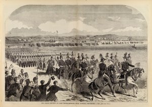 The Grand Review vid Camp Massachusetts, nära Concord, 9 september 1859, från Harper
