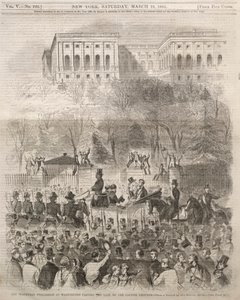 Invigningsprocessionen i Washington passerar porten till huvudstadsområdet, 1861. av Winslow Homer