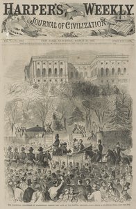 Invigningsprocessionen i Washington vid porten till Capitol Grounds (från en skiss av vår specialkonstnär), 1861 (trägravyr) av Winslow Homer
