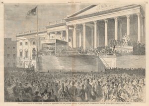 Invigningen av Abraham Lincoln som USA:s president, vid Capitol, Washington, den 4 mars 1861; från Harper av Winslow Homer