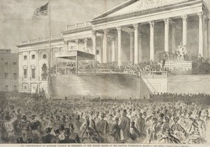 Abraham Lincolns installation som USA:s president vid Kapitolium i Washington, 4 mars 1861 av Winslow Homer