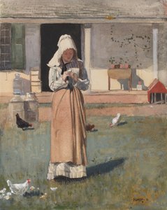 The Sick Chicken, 1874 (wc, gouache och grafit på vävt papper) av Winslow Homer