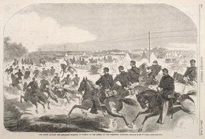 Unionens kavalleri och artilleri inleder jakten på rebellerna längs Yorktown Turnpike av Winslow Homer