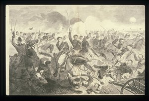 連合のための戦争 1862 - 騎兵突撃 (木彫り) スウェーデン語 av Winslow Homer