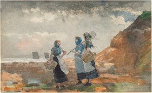 Tre Fisher Girls, Tynemouth av Winslow Homer