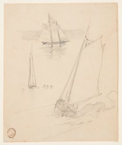 Tre skisser av Schooners av Winslow Homer