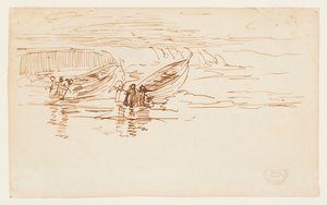 Två Dories lanseras, England av Winslow Homer