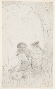 Två flickor som sitter på en bank av Winslow Homer