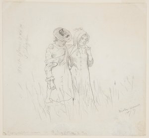 Två flickor på ett fält av Winslow Homer