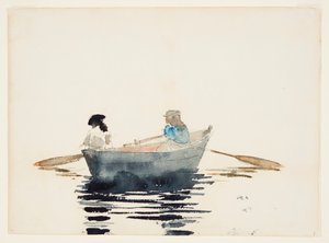 Två flickor i en roddbåt av Winslow Homer
