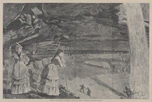 Under the Falls, Catskill Mountains från en målning av Winslow Homer, 1872. av Winslow Homer