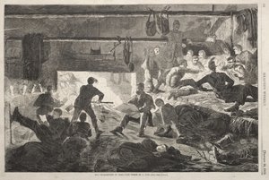 Vinterkvarter i lägret – Insidan av en stuga av Winslow Homer