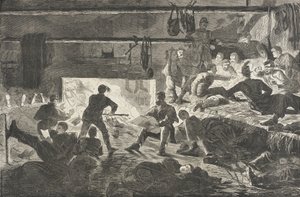 Vinterkvarter i lägret - Insidan av en hydda av Winslow Homer