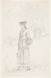 Ung kvinna som bär en korg av Winslow Homer