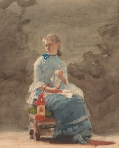 Ung kvinna sömnad, 1876. av Winslow Homer
