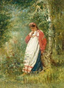 Ung kvinna i skogen