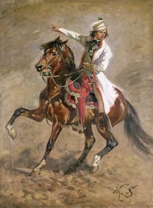 General Tadeusz Kosciuszko (1746-1817) till häst, skiss för 