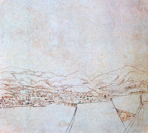 Utsikt över Urfahr, c1510-1553 av Wolf Huber