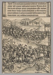 Slaget vid Guinegate, plansch 4 ur Historiska scener ur kejsar Maximilian I:s liv från triumfbågen av Wolf Traut