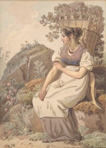 Ung kvinna i Vaudois efter druvskörden, 1821. av Wolfgang Adam Töpffer