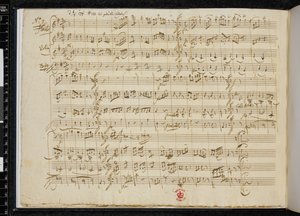 5 Kontretänze KV 609, autograf av nr 5, Zweig MS 59, f.3v (penna  bläck på papper) av Wolfgang Amadeus Mozart