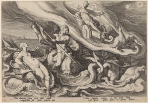 Juno klagar till Oceanus och Tethys om Callisto av Workshop of Hendrick Goltzius, after Hendrick Goltzius