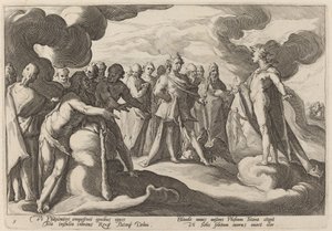 Jupiter och gudarna ber Helios att återuppta kontrollen över vagnen av Workshop of Hendrick Goltzius, after Hendrick Goltzius