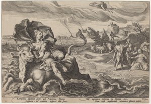 Europas våldtäkt av Workshop of Hendrick Goltzius, after Hendrick Goltzius